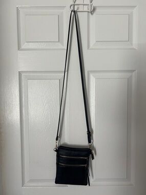 Black Crossbody Organizer Bag - Minimalist Women's Shoulder Bag